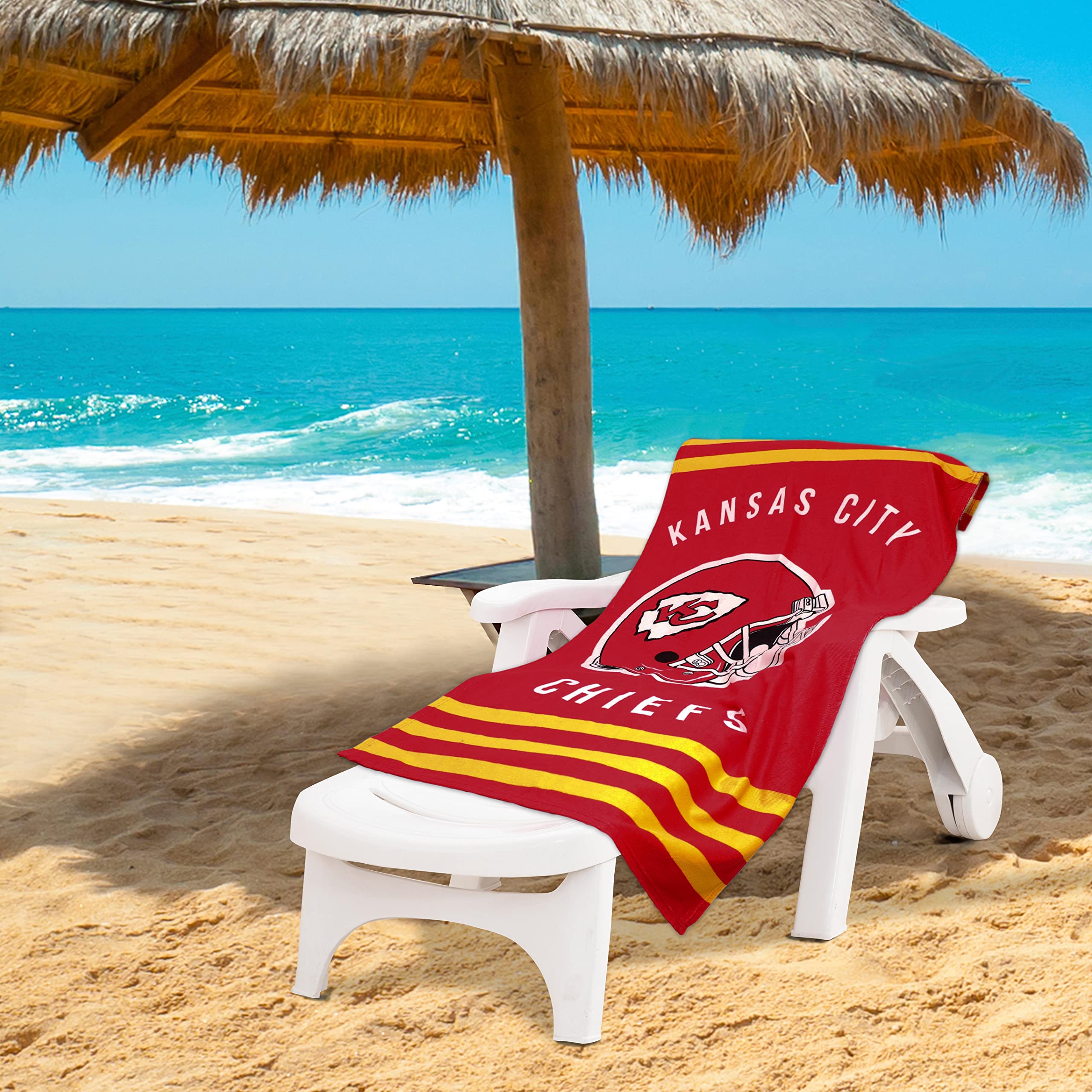 NORTHWEST NFL Stripes Beach Towel, 30 x 60 Kansas City Chiefs