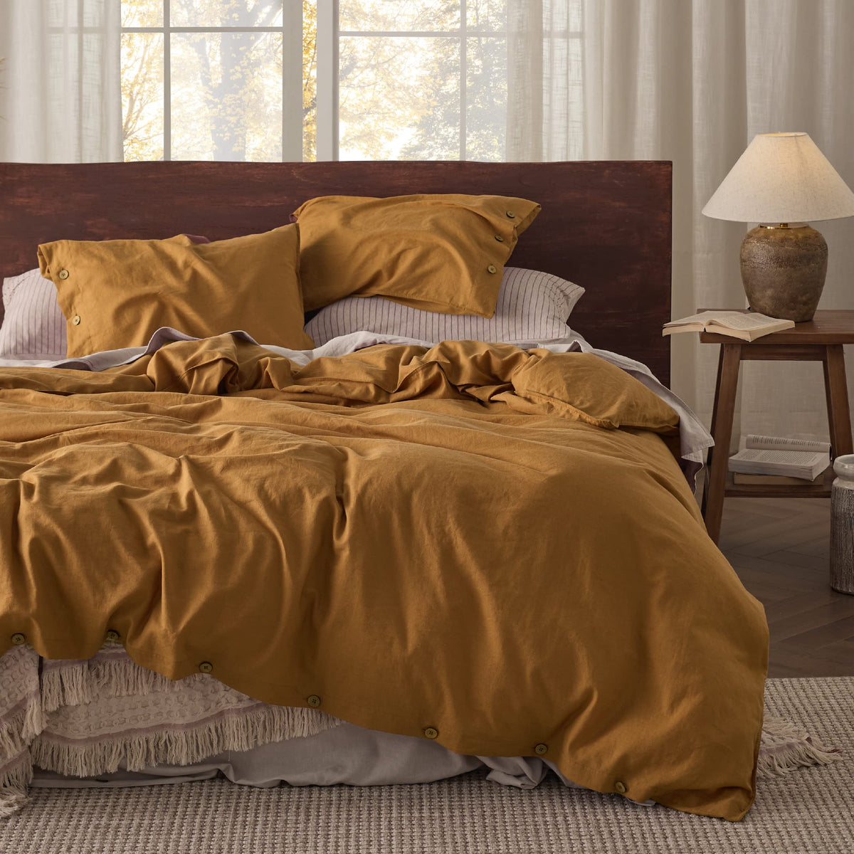 Bedsure Linen Duvet Cover Queen - Linen Cotton Blend Bedding Set, Soft & Cozy, 3 Pieces, 1 Duvet Cover 90X90 And 2 Pillowcases,
