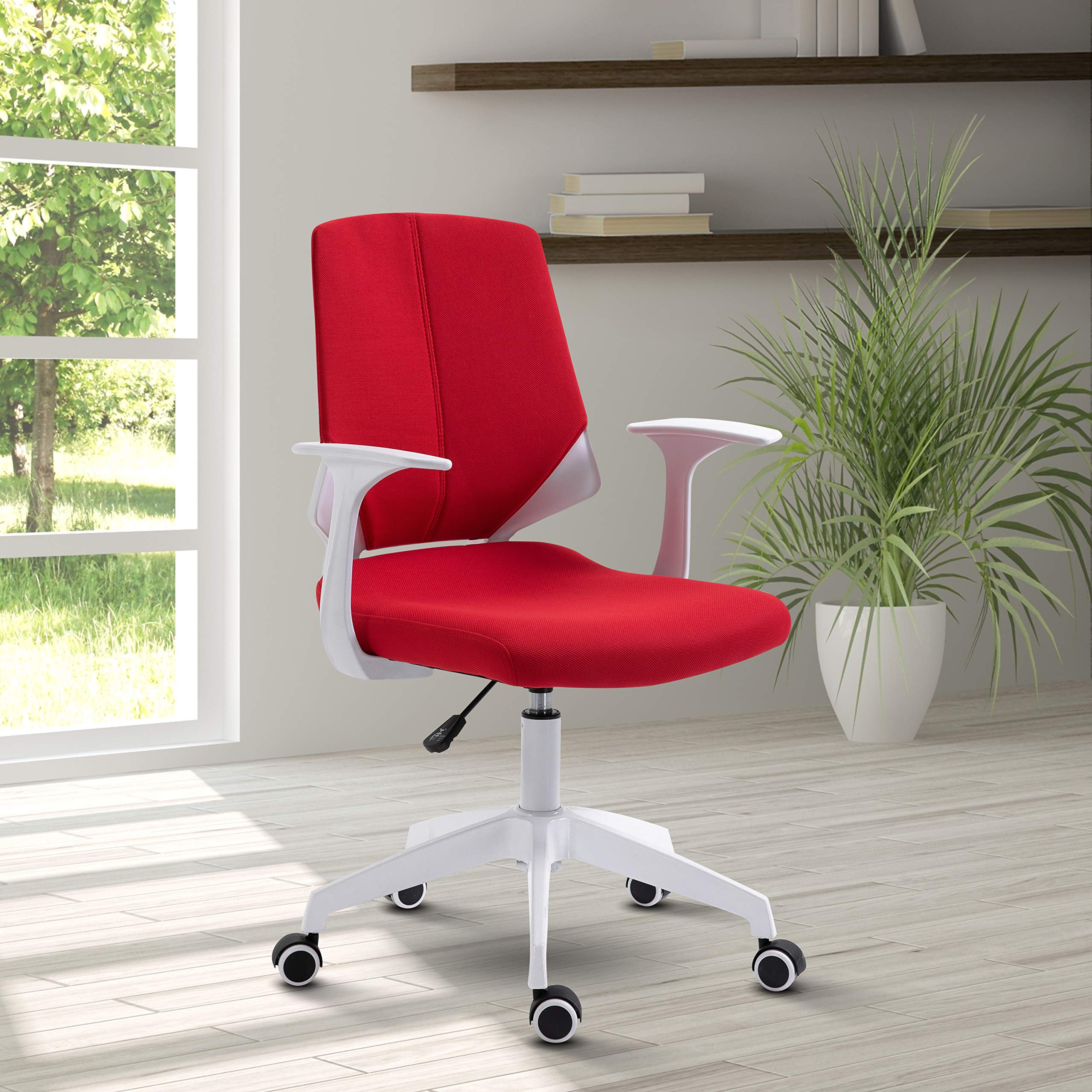 Techni Mobili Task Height Adjustable Mid Back Office Chair, Regular, Red