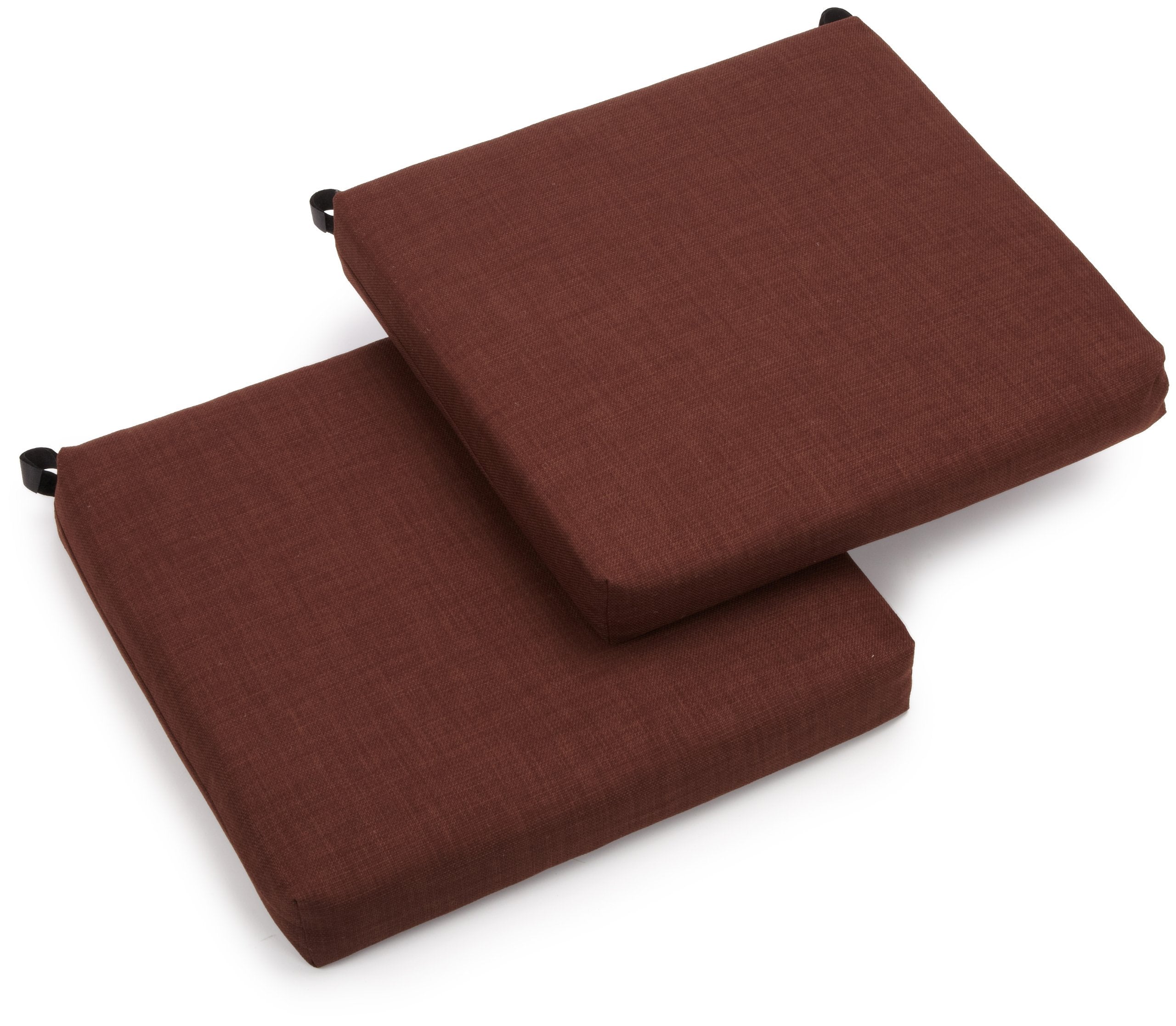 Blazing Needles Outdoor Spun Poly 19-Inch by 20-Inch by 3-1/2-Inch All Weather UV Resistant Zippered Cushions, Cocoa, Set of 2