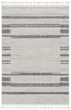 HomeRoots 5' X 8' Ivory Or Grey Abstract Brushstrokes Indoor Area Rug with Fringe