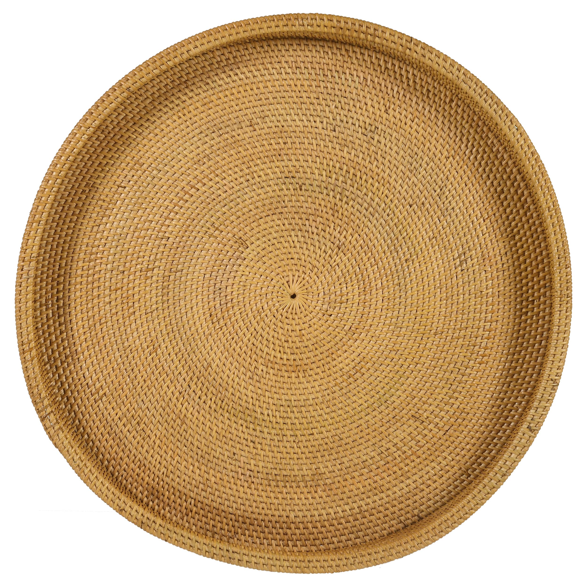 Antonio Round Rattan Tray Top Accent Table - Thumbnail 2