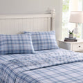 Laura Ashley - King Sheet Set, Cotton Flannel Bedding, Brushed For Extra Softness & Comfort (Mulholland Plaid Blue, King)