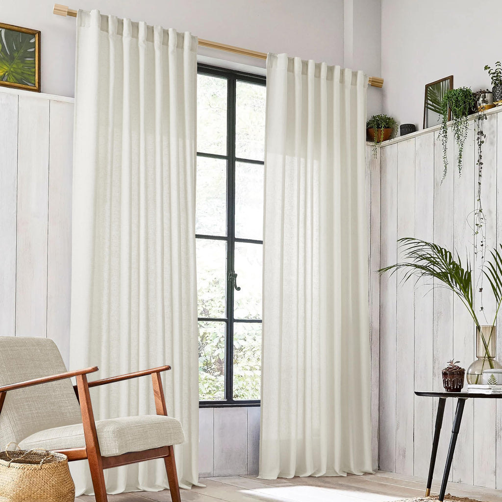 Panelsburg 108 Inch Curtains For Living Room Set 2 Panels,Pinch Pleated High Ceiling Track Curtains With Hooks,Extra Long Cream