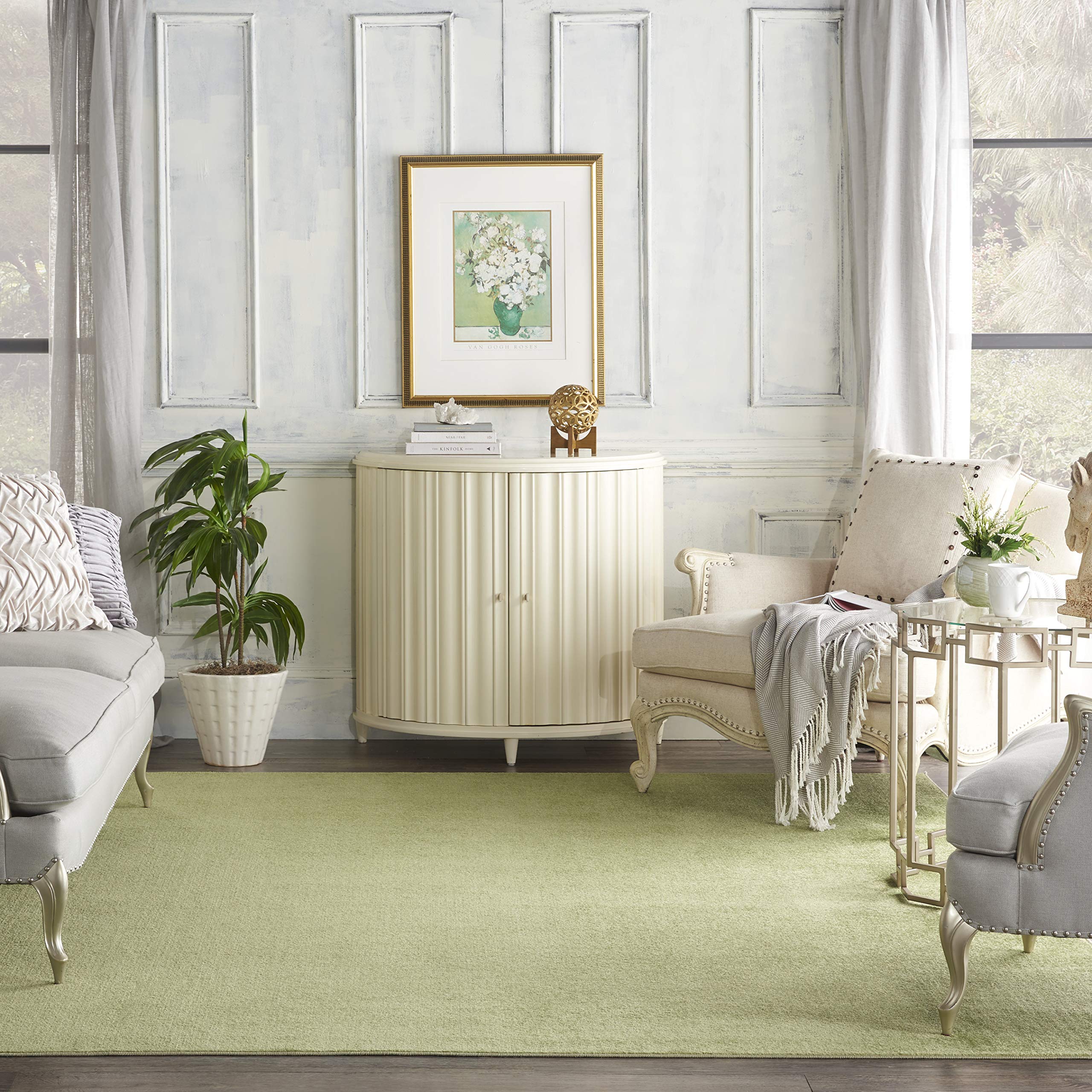 Nourison Essentials Indoor/Outdoor Green 10' X 14' Area -Rug, Easy -Cleaning, Non Shedding, Bed Room, Living Room, Dining Room, Backyard, Deck, Patio (10X14)