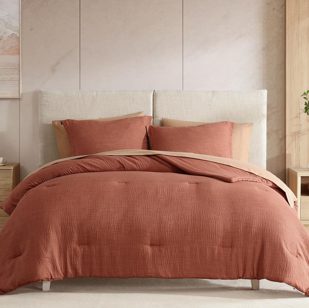 Geniospin Twin Comforter Set - 5 Pieces Comforter Twin Size, Solid Bedding Sets For All Season, Textured Bed In A Bag With Sheet