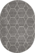 Unique Loom Trellis Frieze Collection Area Rug - Geometric (4 x 6 Oval, Light Gray/ Ivory)