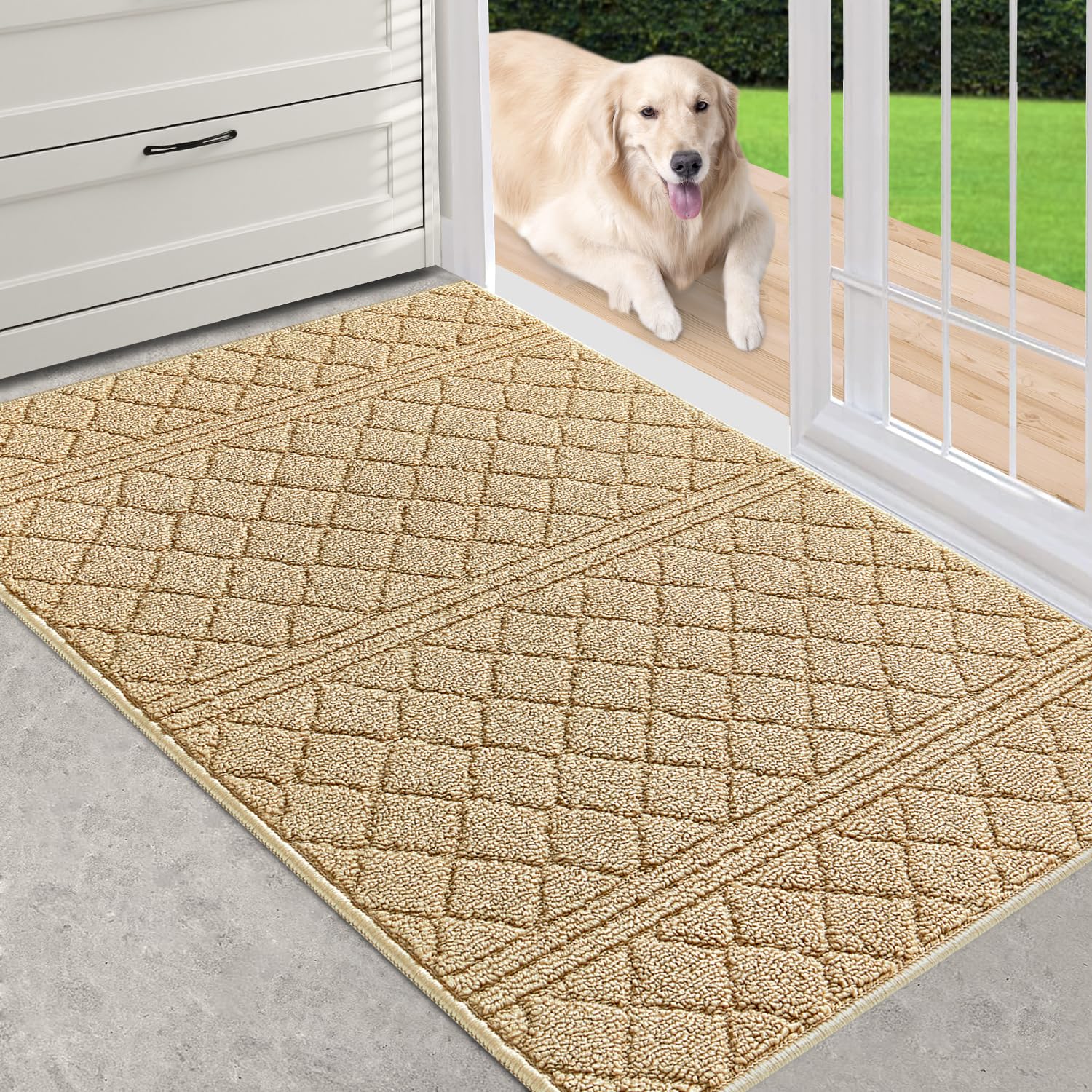 Refetone Indoor Doormat, Front Back Door Mat 32'X40' Rubber Backing Non Slip Mats, Absorbent Resist Dirt Entrance Rugs For Ent