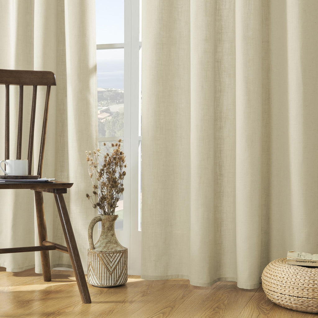 Joydeco Linen Curtains 90 Inch Length 2 Panels Set, Curtains For Living Room, Light Filtering Curtains 90 Inches Long, Living Ro