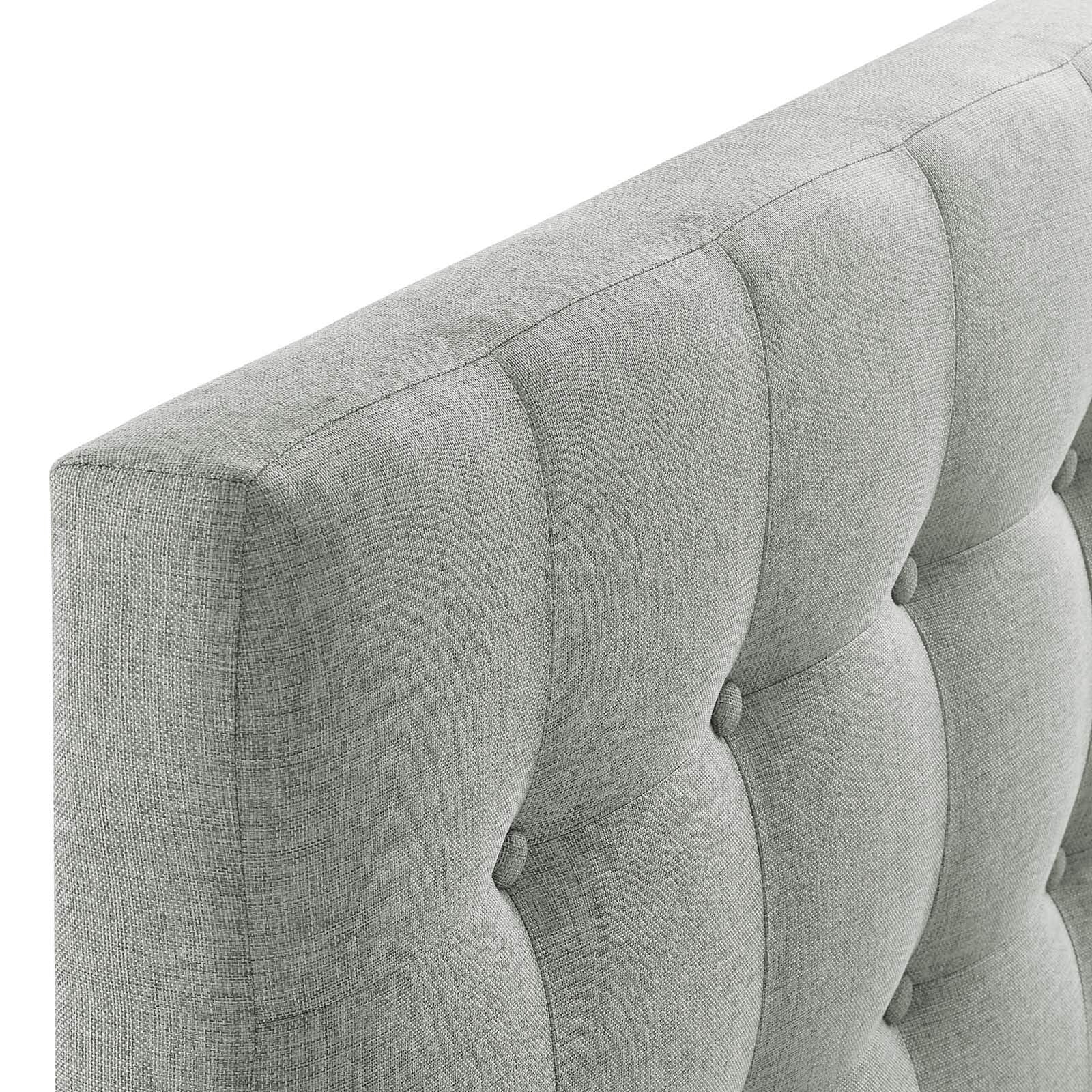 Modway Emily Tufted Button Linen Fabric Upholstered Twin Headboard in Gray