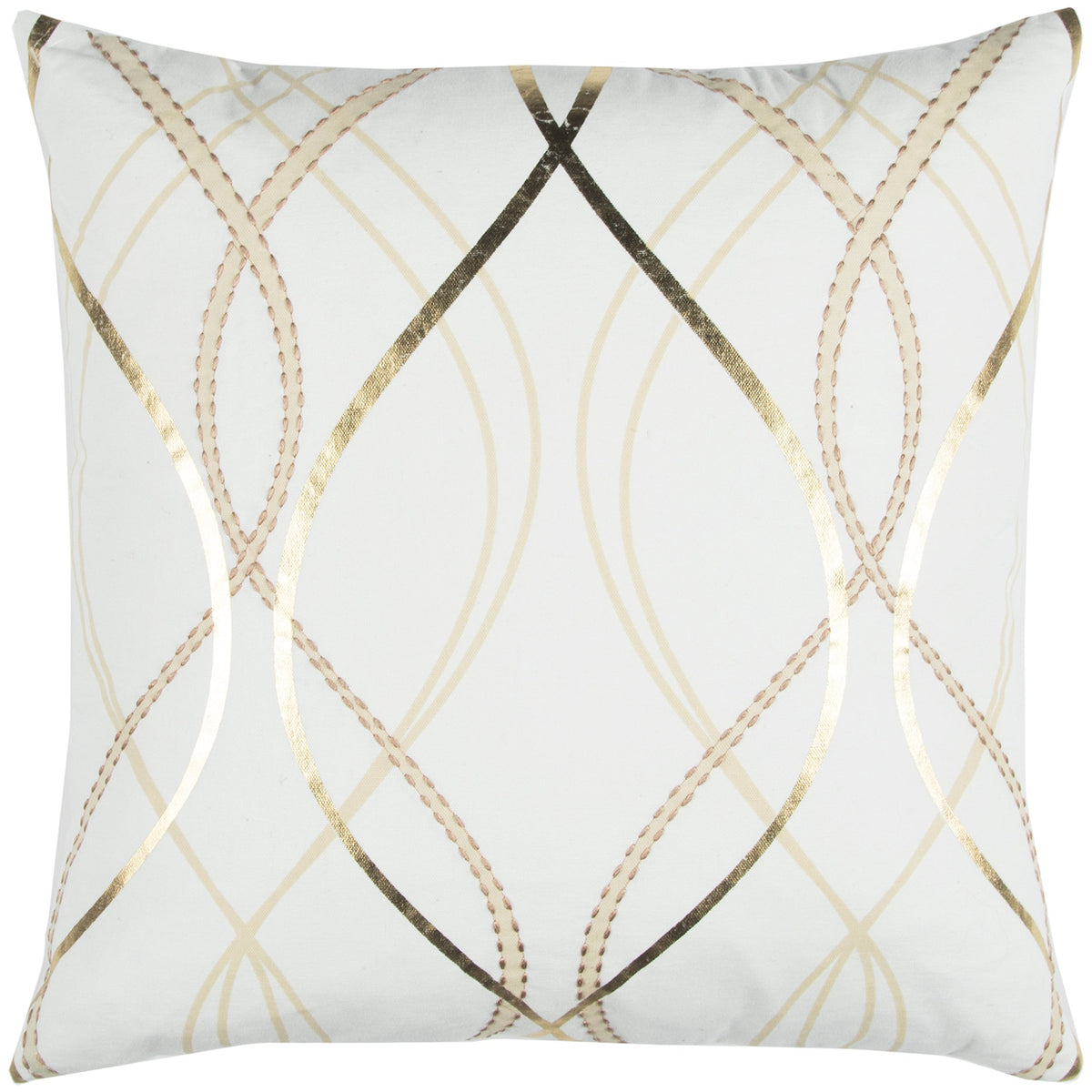 Rizzy Home Doht12854Iv002020 Doh By Geometric Cotton Decorative Filled Pillow Doh By Geometric Cotton Decorative Pillow, White, 20&quot; X 20&quot;