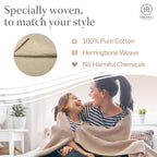 Threadmill Luxury Cotton Blankets For King Size Bed | All-Season Cozy 100% Cotton King Size Blanket | Herringbone Soft & Lightwe