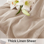Homeideas Beige Linen Sheer Curtains 84 Inches Long 2 Panels Textured Taupe Semi Sheer Curtains Farmhouse Sheer Privacy Window C