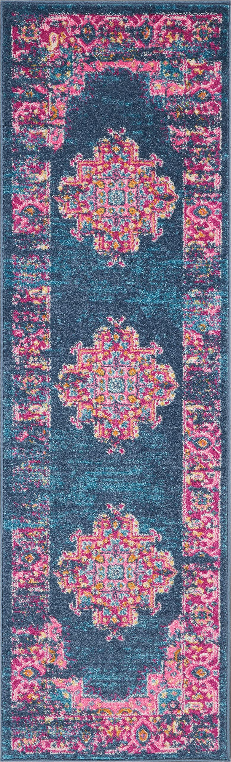Nourison Passion Blue 1'10' X 6' Area Rug, Boho, Traditional, Easy Cleaning, Non Shedding, Bed Room, Living Room, Hallway, (6' Runner)