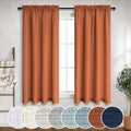 Mrs.Naturall 52X45 Inches Burnt Orange Linen Curtains Long For Living Room Rod Pocket Bedroom Drapes Light Filtering Semi Sheer