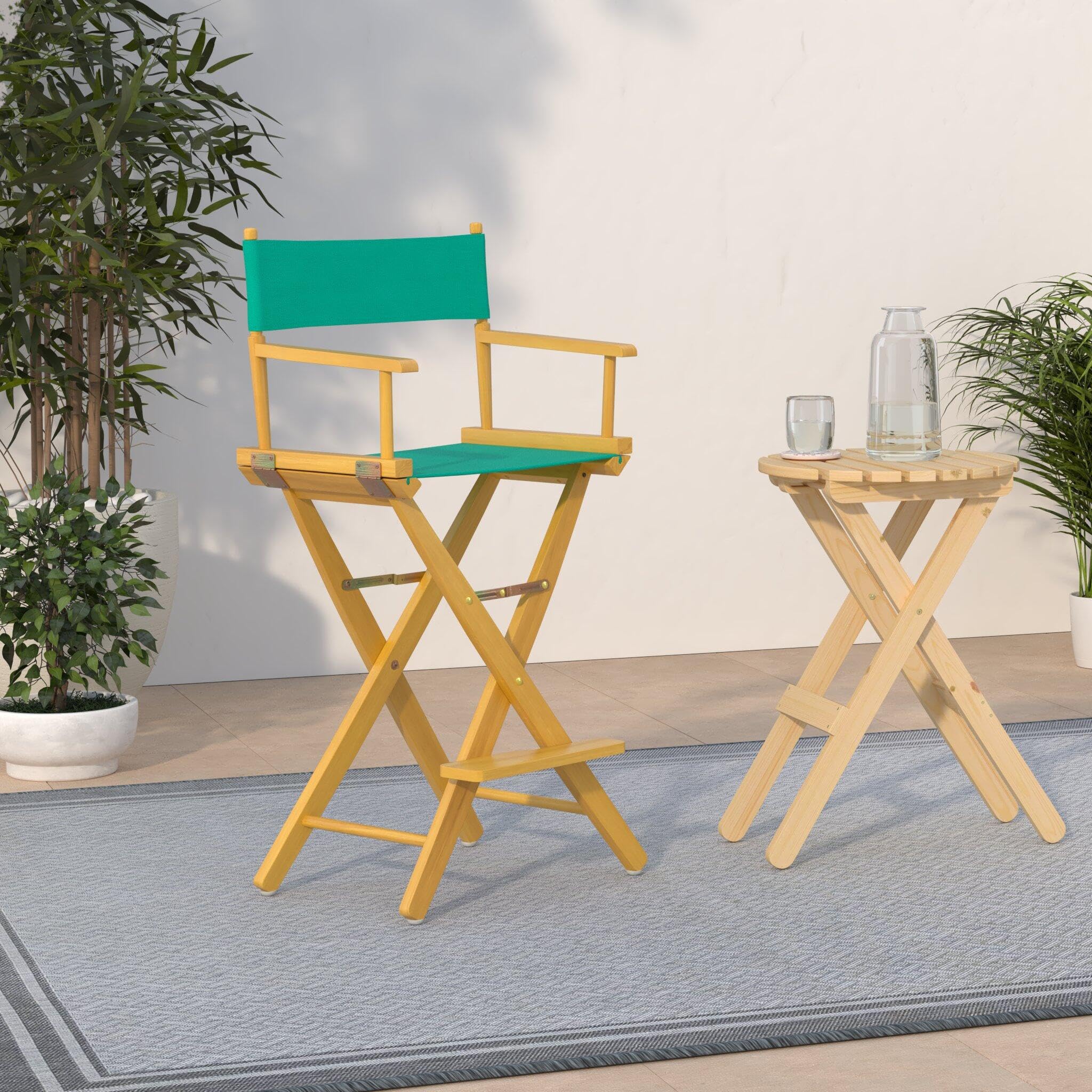 Casual Home 30&quot; Director'S Chair Natural Frame-With Teal Canvas, Bar Height