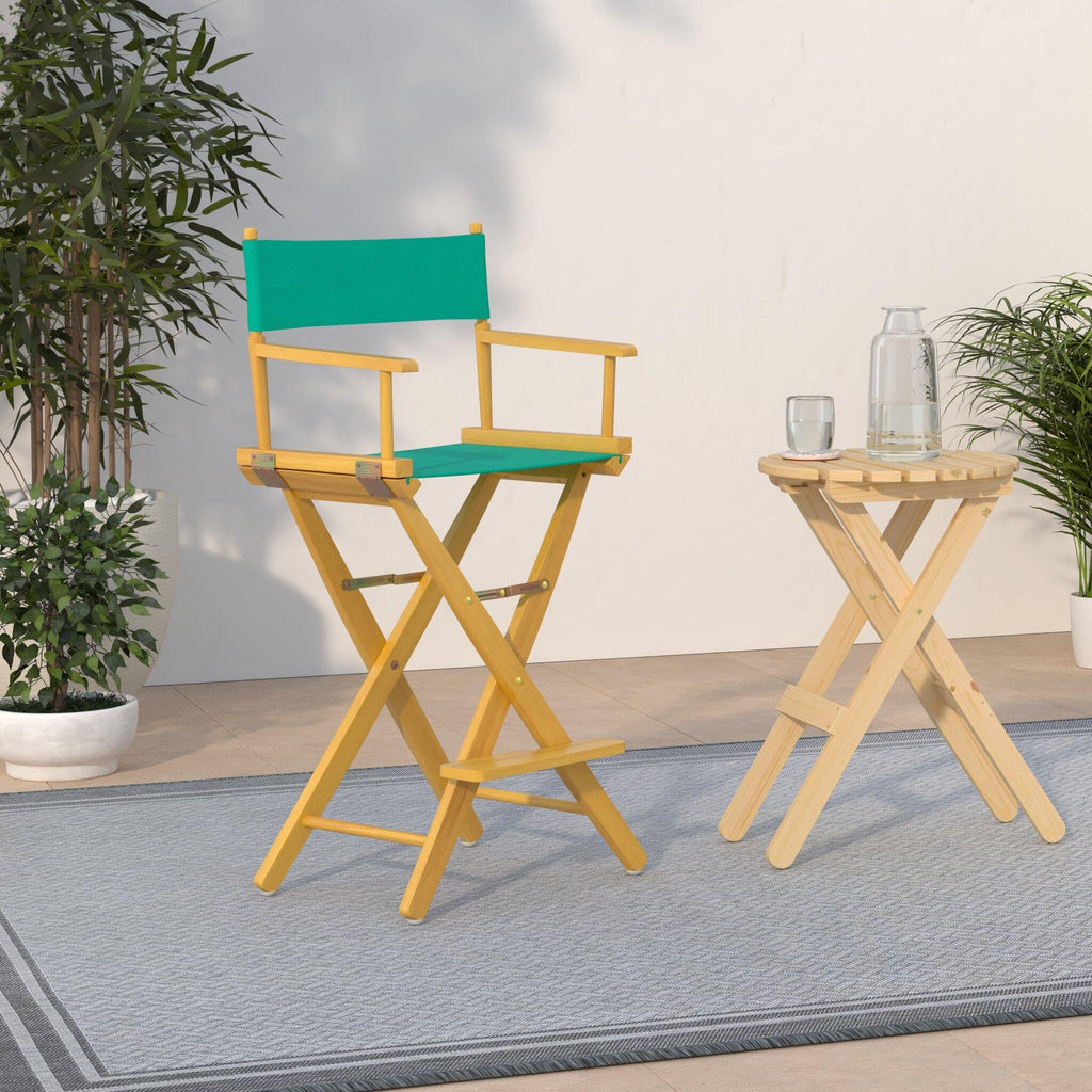 Casual Home 30" Director'S Chair Natural Frame-With Teal Canvas, Bar Height