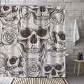 Laifzere Skull Gothic Skeleton Shower Curtain Goth Black Floral Shower Curtain for Bathroom Set Flower Rose Men Halloween Fabric