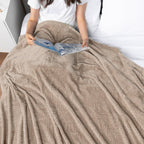Pavilia Soft Fleece Taupe Tan Throw Blanket For Couch, Lightweight Plush Warm Blankets For Bed, Fuzzy Cozy Flannel Blanket Throw
