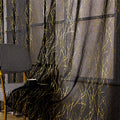 Deeprove Sheer Curtains 72 Inches Length 2 Panels Set For Bedroom Living Room, Privacy Gold Branch Metallic Fall Halloween Thank