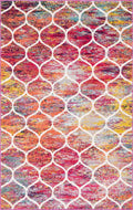 Unique Loom Trellis Frieze Collection Area Rug - Rounded (5 x 8, Multi/ Black)