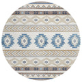 Addison Rugs Sonora Aso33 Ivory 8' X 8' Indoor Outdoor Round Rug, Easy Clean, Machine Washable, Non Shedding, Bedroom, Living Room, Dining Room, Kitchen, Patio Rug