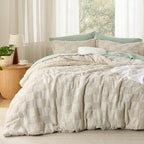 Bedsure Twin/Twin Xl Comforter Set Dark Grey, Boho Tufted Bedding Comforter Set, Checkered Farmhouse Shabby Chic Bed Set, 2 Pieces, 1 Plaid Geometric Comforter And 1 Pillow Sham