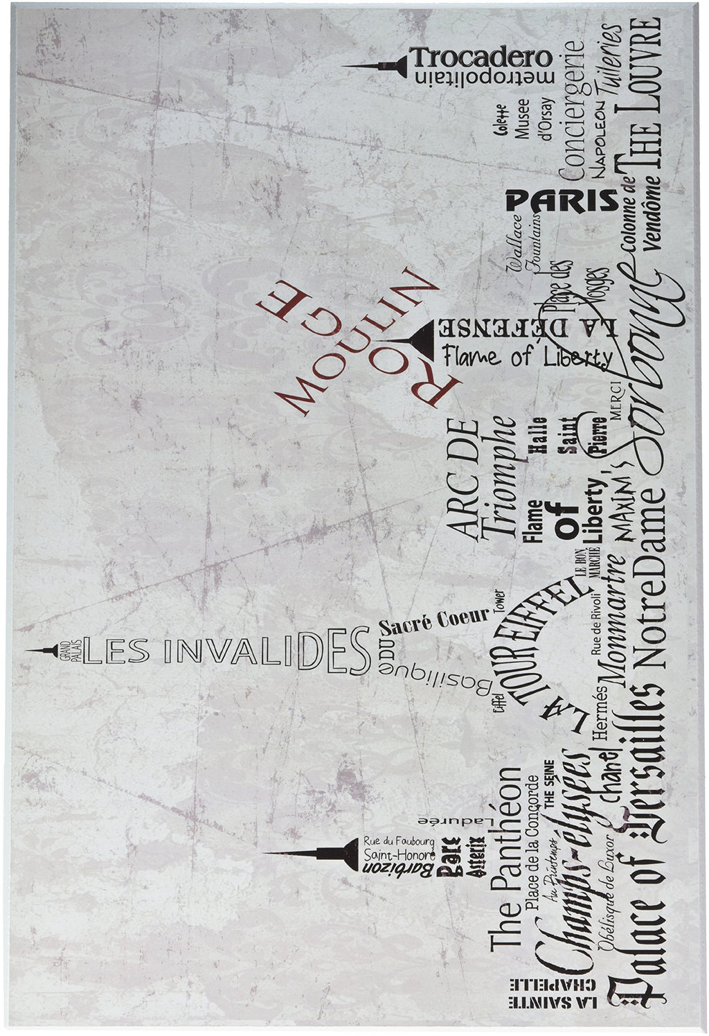Stupell Home D  cor Paris Typography Skyline Rectangle Wall Plaque, 10 x 0.5 x 15, Proudly Made in USA