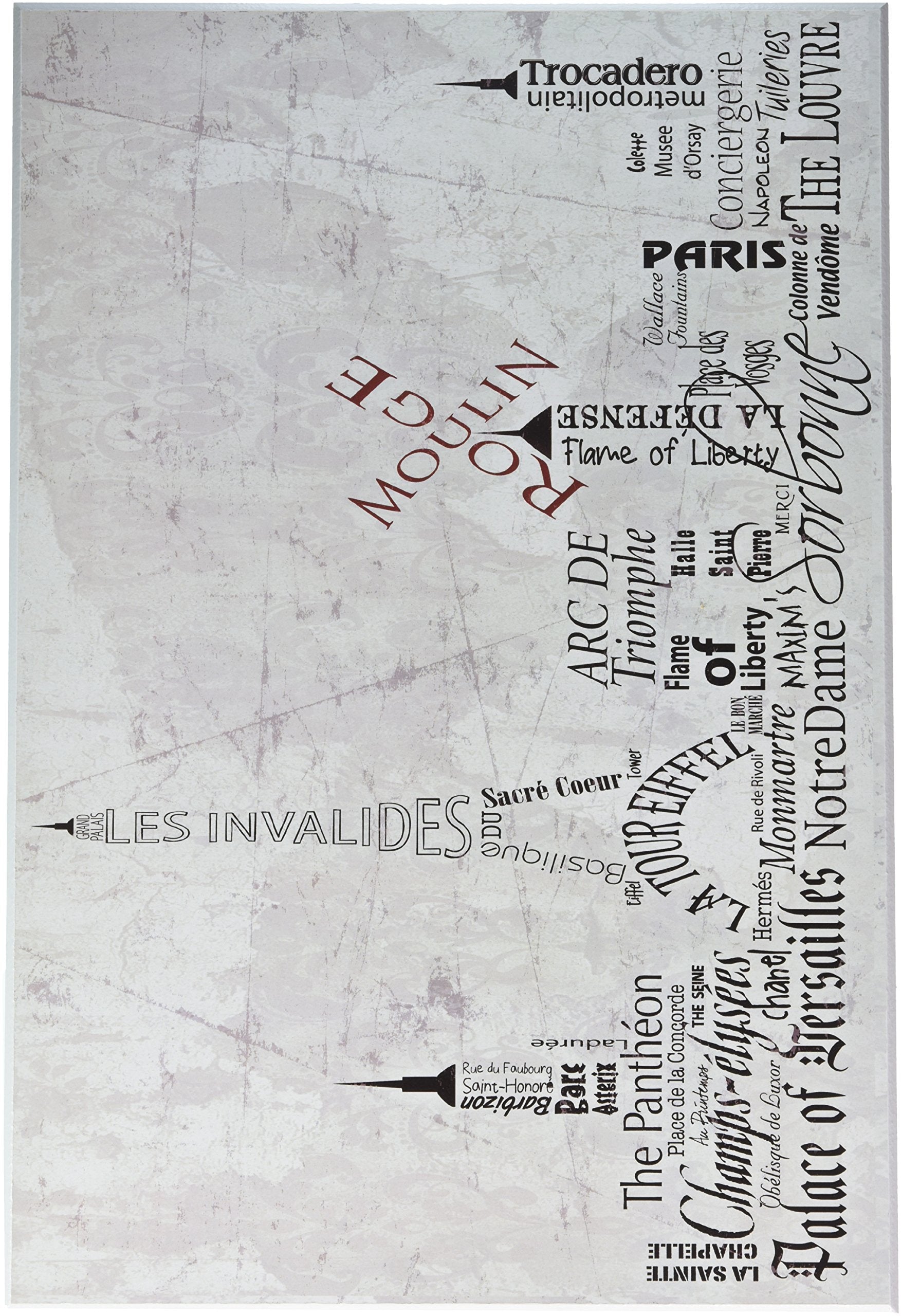 Stupell Home D  cor Paris Typography Skyline Rectangle Wall Plaque, 10 x 0.5 x 15, Proudly Made in USA