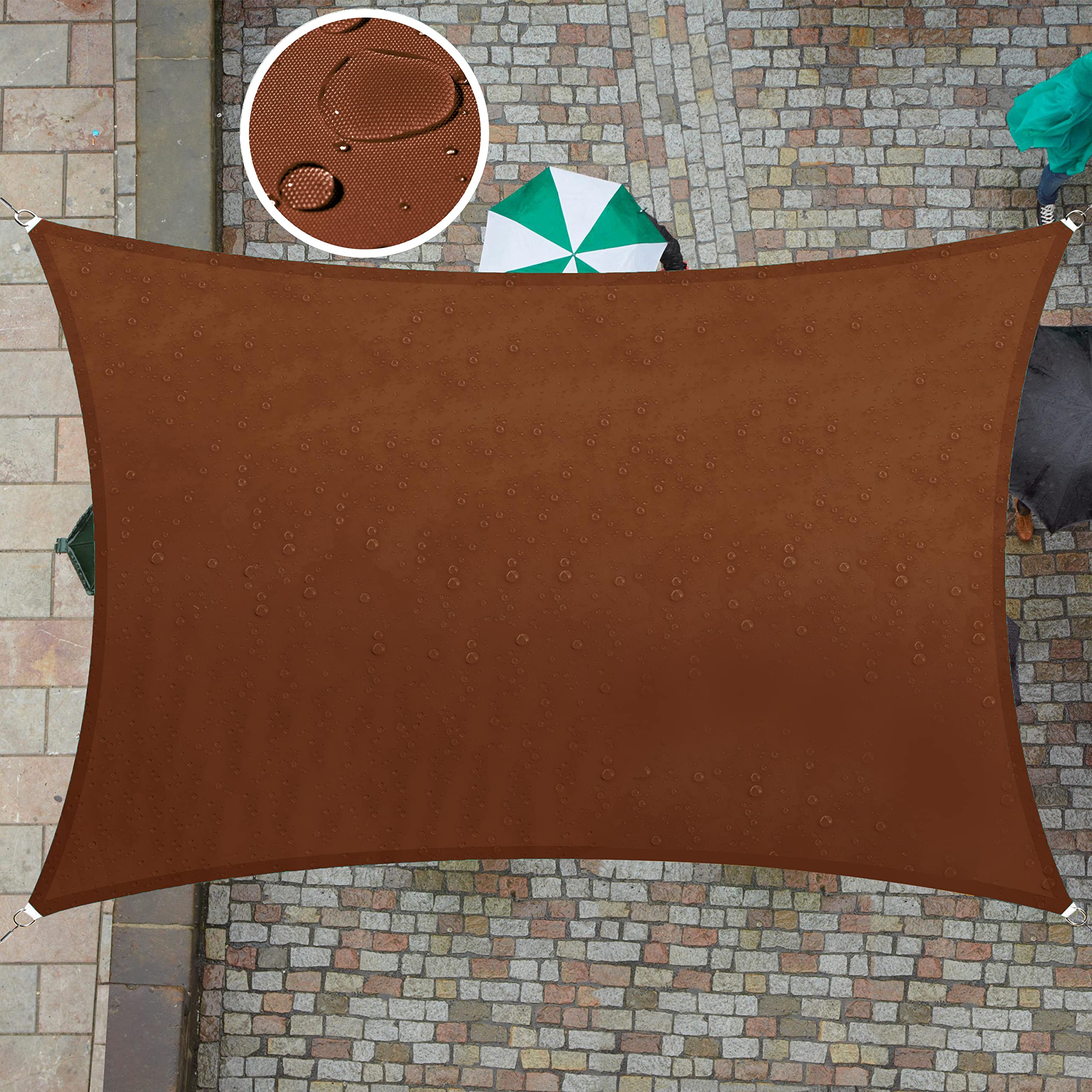 Colourtree Custom Size 12' X 17' Custom Size Brown Tadr0712 Rectangle Waterproof Sun Shade Sail Canopy Awning Shelter, 95% Uv Bl