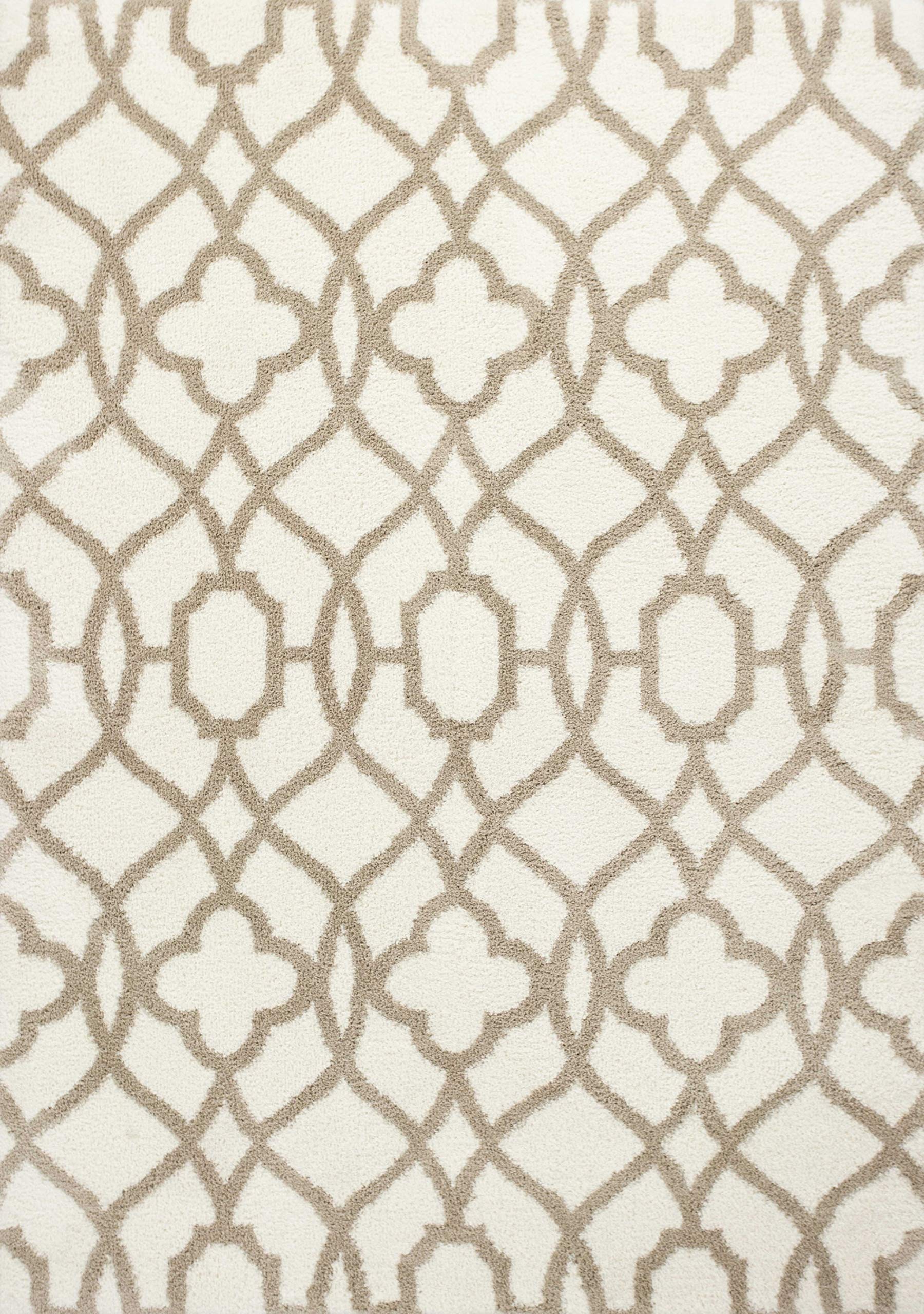 HomeRoots Decor 3'3' x 5'3' Microfiber Ivory/Beige Area Rug