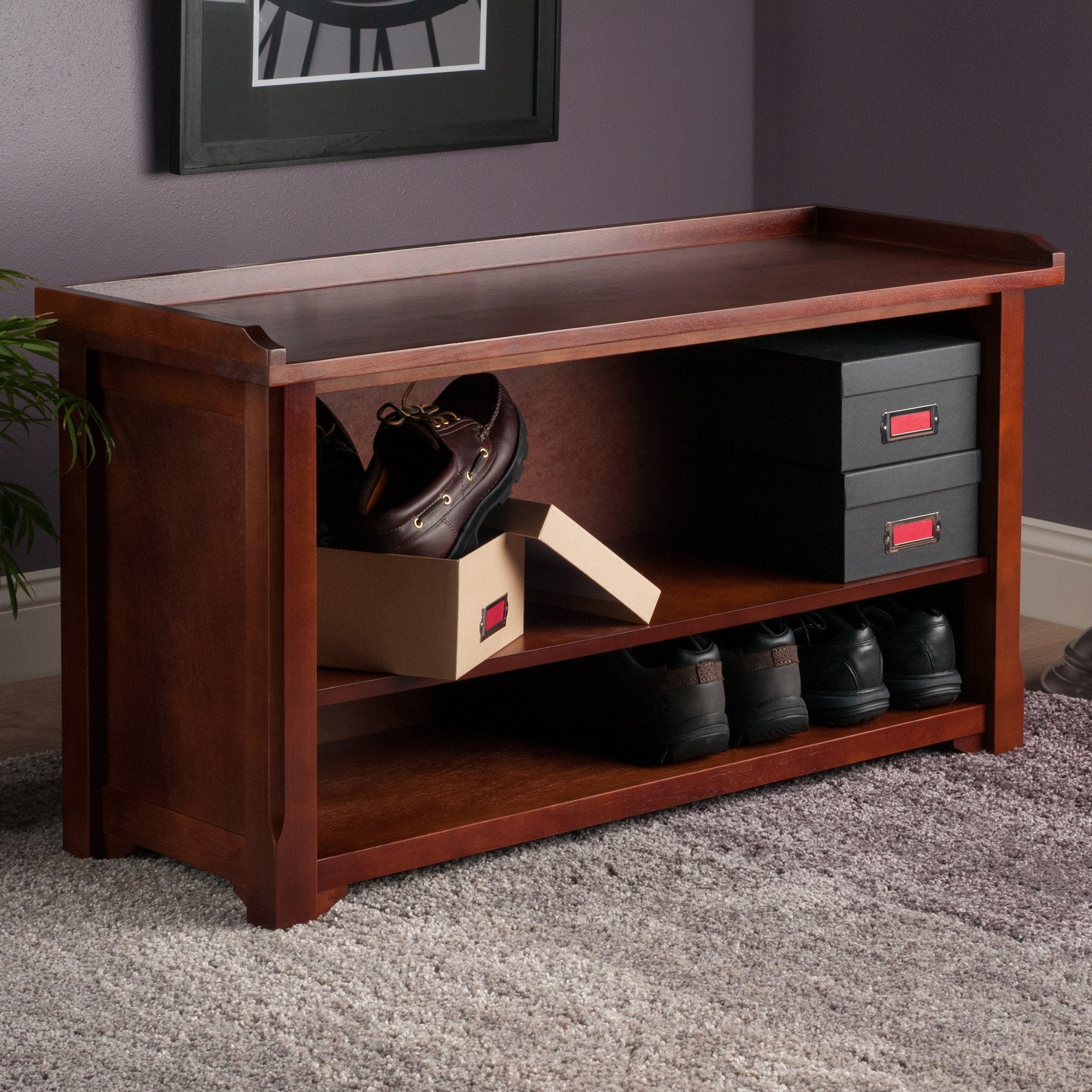 Winsome Wood Milan Bench, Antique Walnut