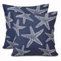 Kawani Navy Blue Starfish Ocean Pillow Covers 18X18 Inch Summer Nautical Coastal Beach Decorative Pillow Cases Set Of 2 Cotton L