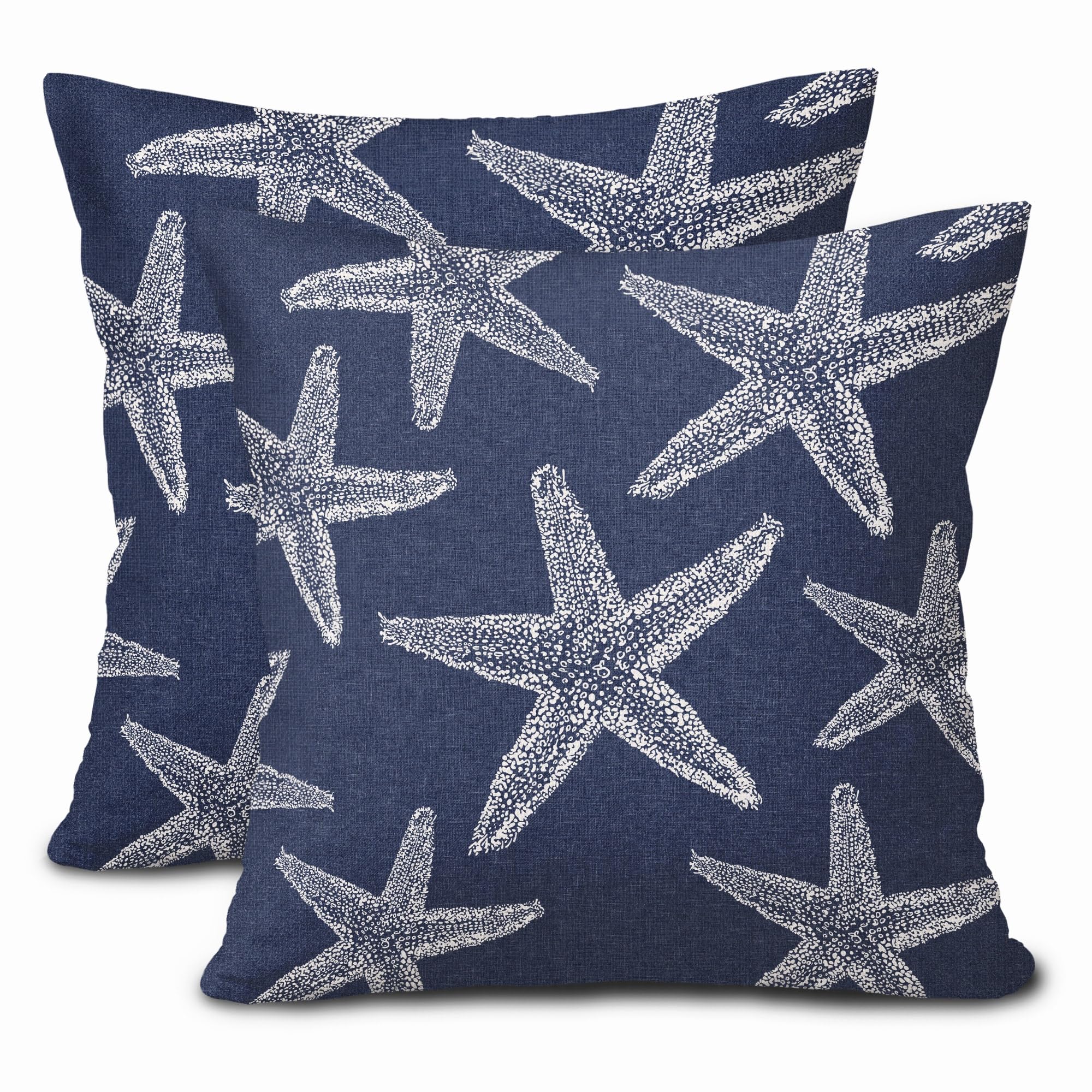 Kawani Navy Blue Starfish Ocean Pillow Covers 18X18 Inch Summer Nautical Coastal Beach Decorative Pillow Cases Set Of 2 Cotton L