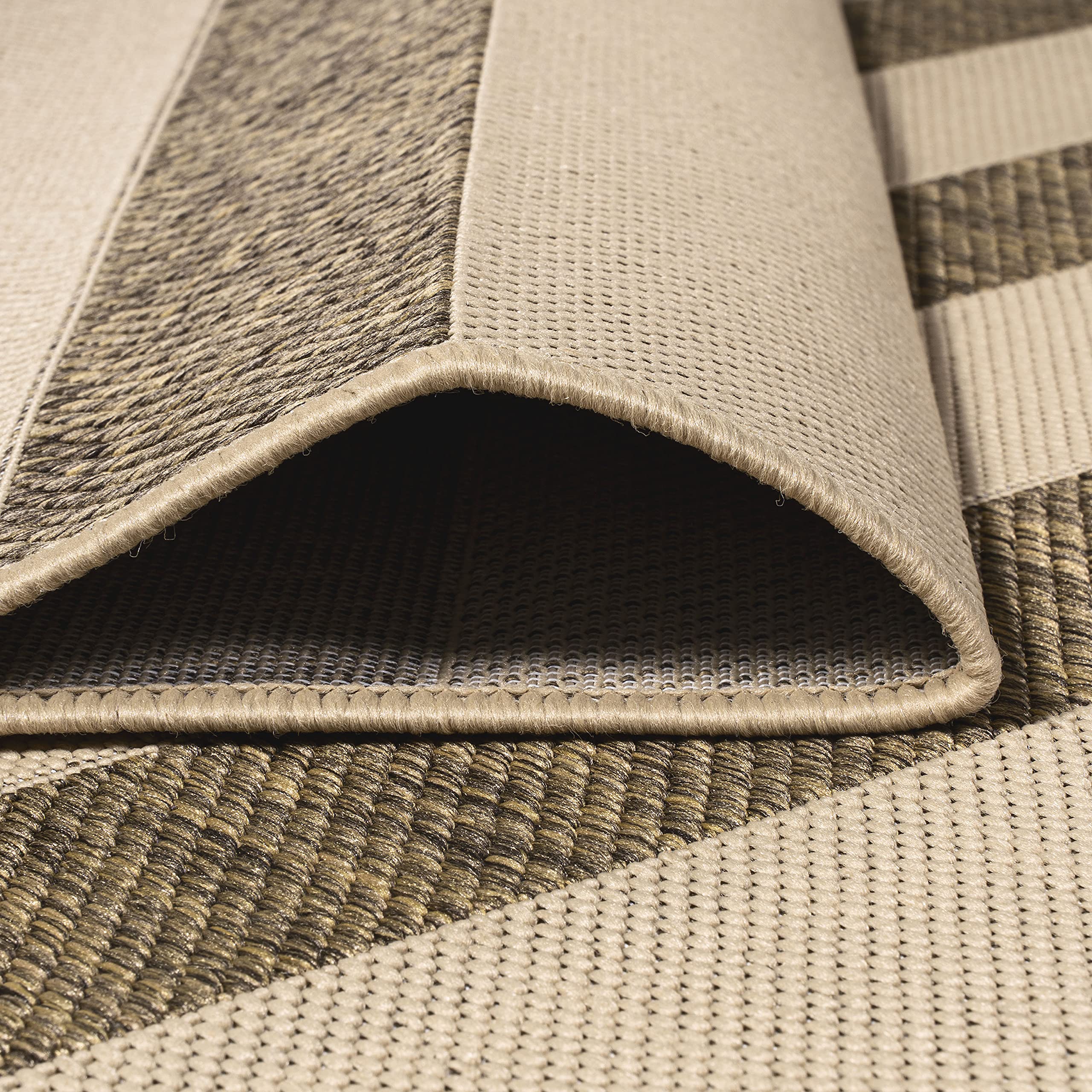 Jonathan Y Smb112A-4 Aveiro Wide Stripe Indoor Outdoor Area Rug, Bohemian, Coastal, Mediterranean Easy Cleaning,Bedroom,Kitchen,Backyard,Patio,Non Shedding, Beige/Brown, 4 X 6