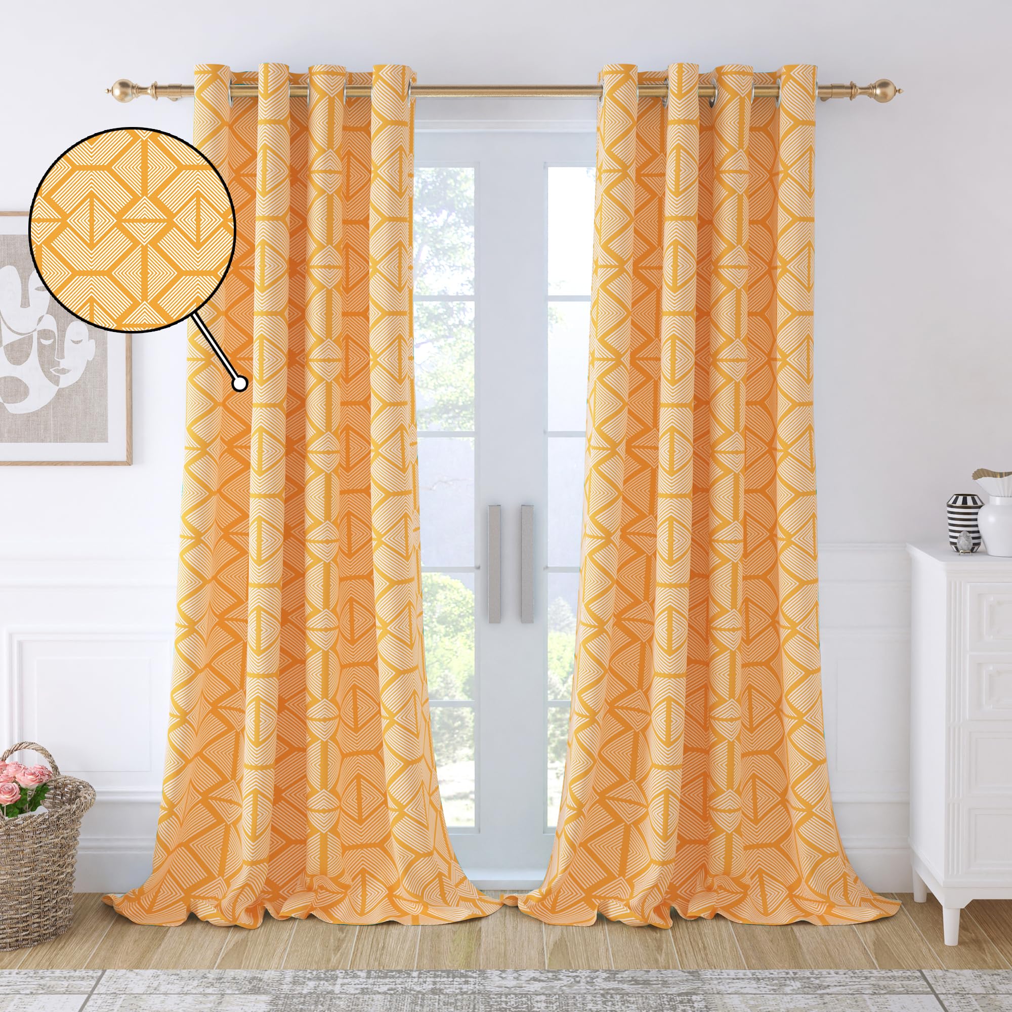 Story@Home Long Door Curtains 9 Feet Long 1 Piece | Geometric Printed | Bohemian Cotton Curtain | Light Filtering Curtains For L