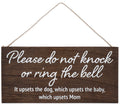 Baby sleeping sign for front door - Please do not knock or ring the bell, it upsets the dog, which upsets the baby, which upsets