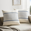 Zeemart 2 Packs Cotton Boho Throw Pillow Covers 16X16 Inch Grid Blue, Soft Farmhouse Decorative Couch Pillow Cases Blue Cushion Covers For Sofa Bed Living Room Home Decor ?