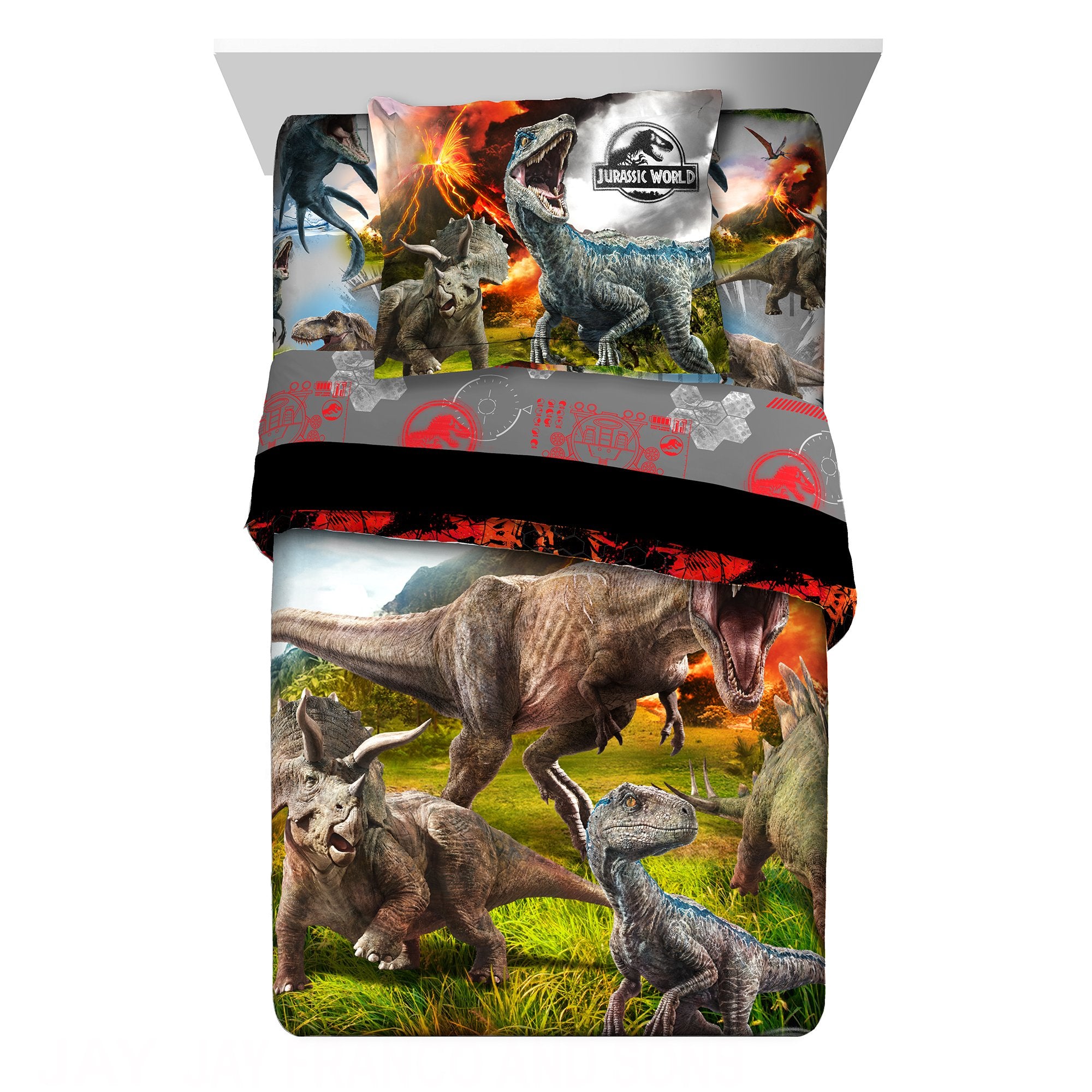 Franco Universal Jurassic World 2 'Eruption' 2Pc Kids Bedding Twin/Full Comforter With Sham
