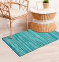 100% Cotton Rag Rug 2x3 - Multicolor Chindi Rug - Hand Woven & Reversible for Living Room Kitchen Entryway Rug - Teal,Kitchen R