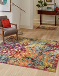 Unique Loom Jardin Collection Colorful, Vibrant, Abstract, Modern Area Rug (4 0 x 4 0 Square, Multi/Blue)