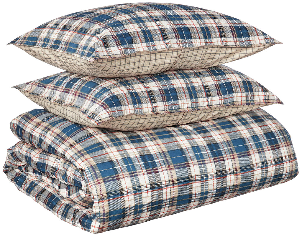 Eddie Bauer - Queen Comforter Set, Reversible Cotton Bedding With Matching Shams, Home Decor For All Seasons (Port Gamble Blue,