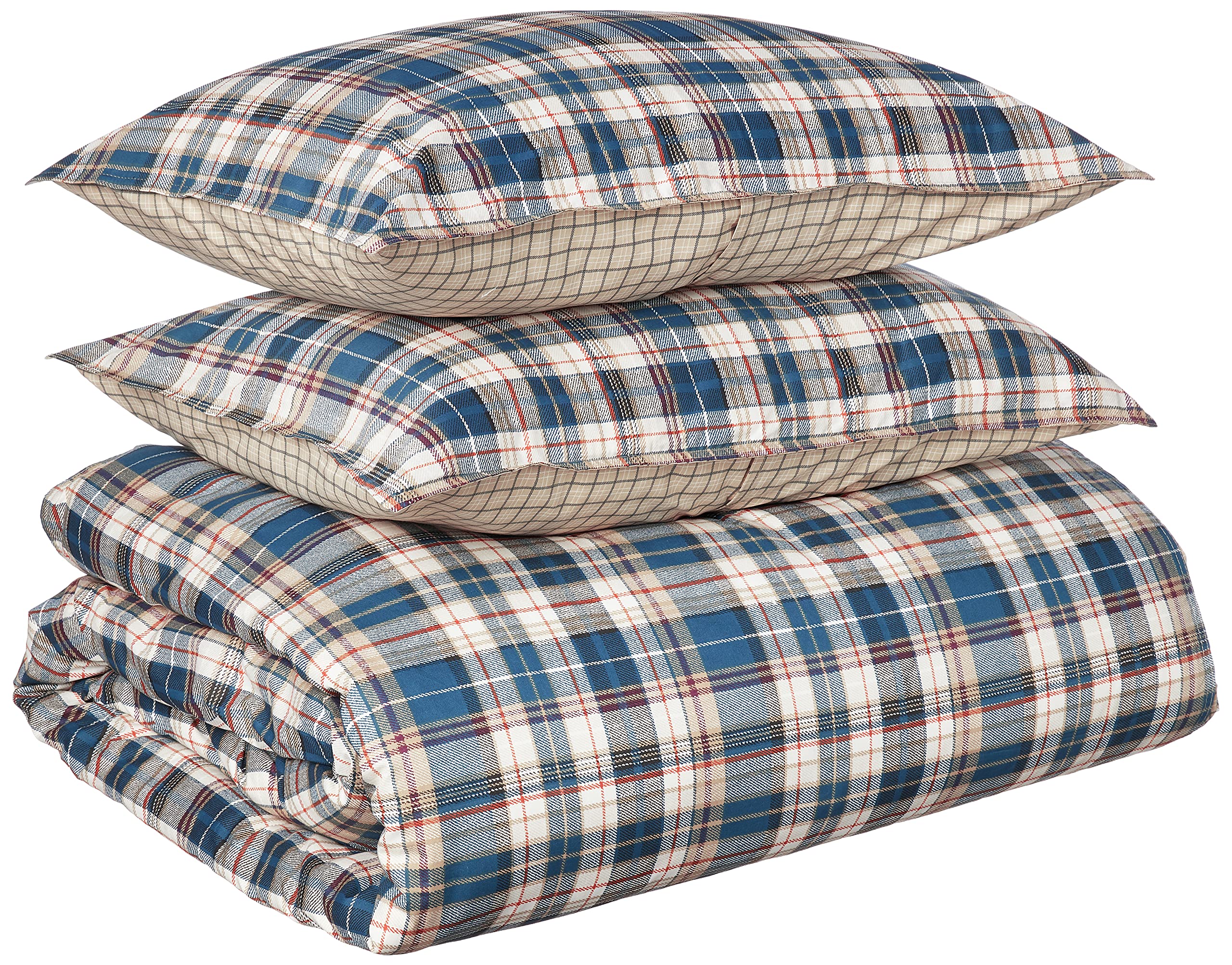 Eddie Bauer - Queen Comforter Set, Reversible Cotton Bedding With Matching Shams, Home Decor For All Seasons (Port Gamble Blue,