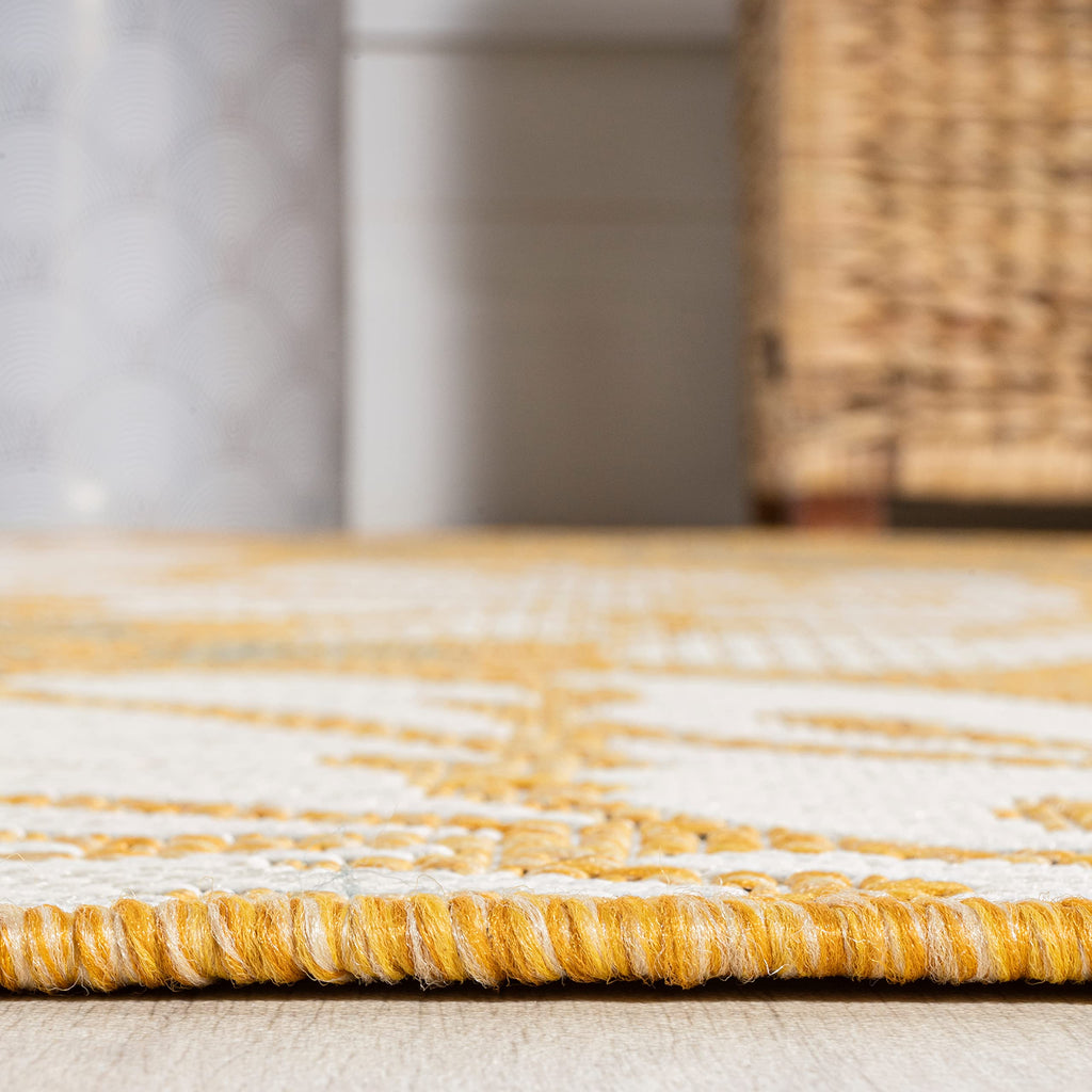 Jonathan Y Smb110G-5Sq Zinnia Modern Floral Textured Weave Indoor Outdoor Area-Rug, Bohemian Coastal Mediterranean Easy-Cleaning