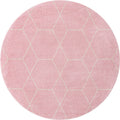Unique Loom Trellis Frieze Collection Area Rug - Geometric (6 Round, Light Pink/ Ivory)