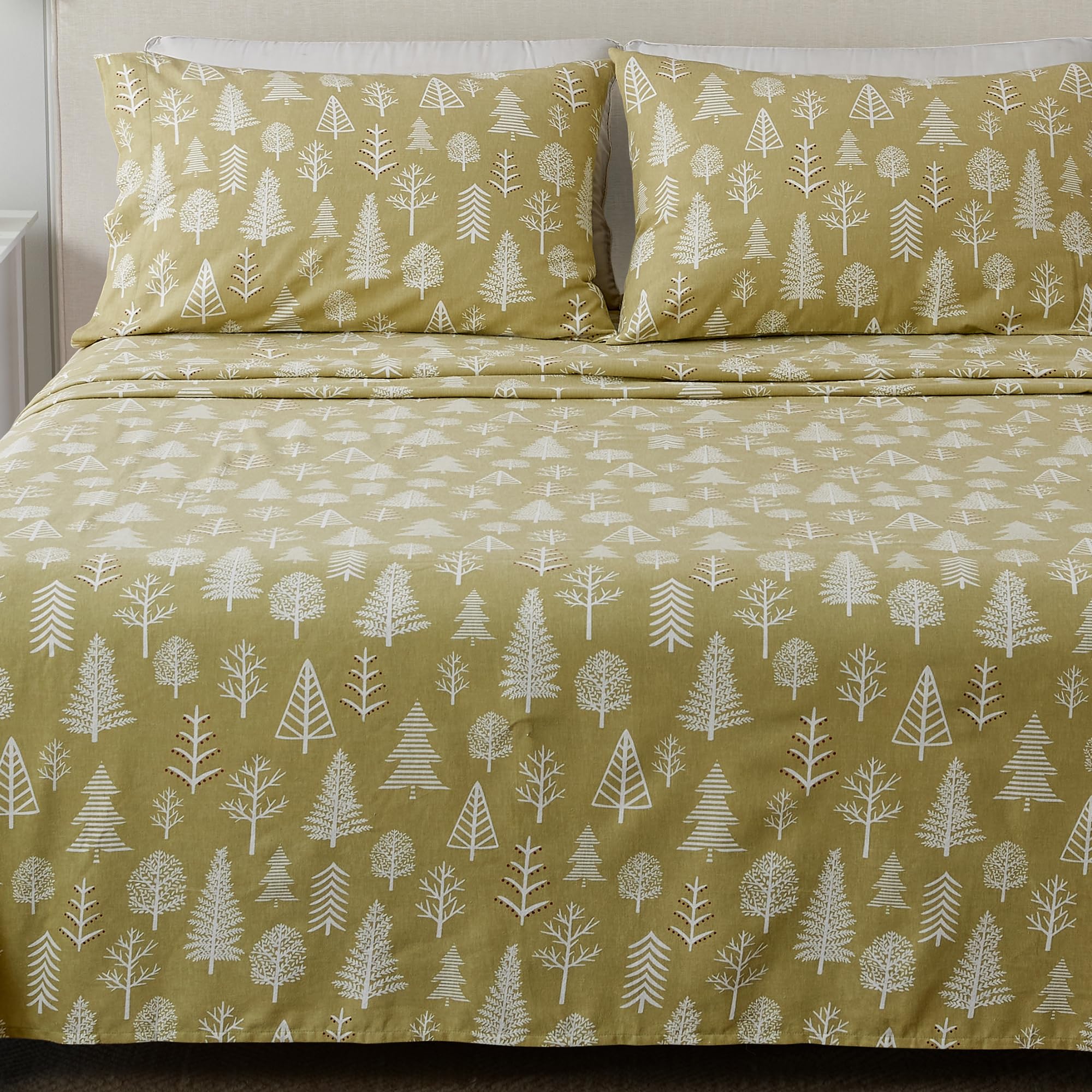 4 Piece 100% Turkish Cotton California King Winter Lodge Flannel Sheet Set | Cotton Printed Bedding Sheets & Pillowcases | Doubl