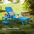 Lue Bona Outdoor Chaise Lounge Chairs Set Of 4, 79'' Oversized Hdps Chaise Lounger, 5 Positions Adjustable Lounge Chairs, Pool Lounge Chair With Wheels For Poolside, Backyard, 3 Year Warranty, Blue