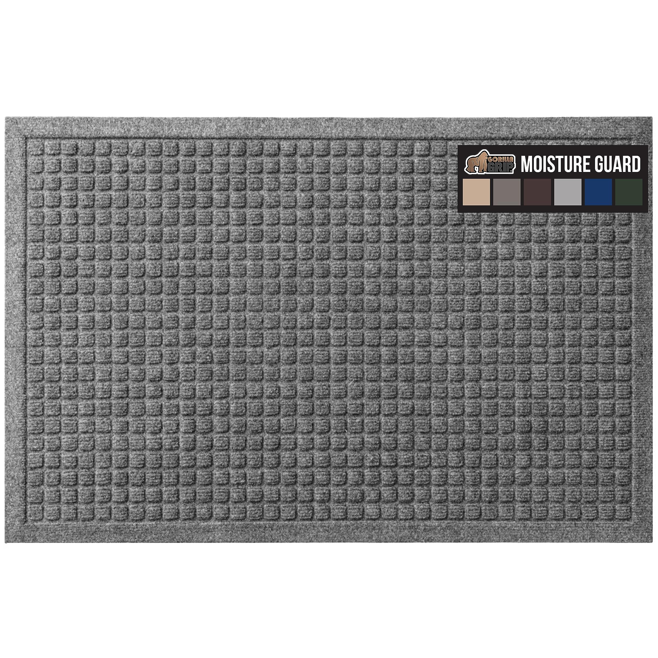 Gorilla Grip Ultra Absorbent Moisture Guard Doormat, Absorbs Up To 2.75 Cups Of Water, Stain And Fade Resistant, Spiked Rubber B