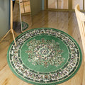 Antep Rugs Oriental 5x5 Traditional Medallion Indoor Round Area Rug Siesta (Green Beige, 53 Round)