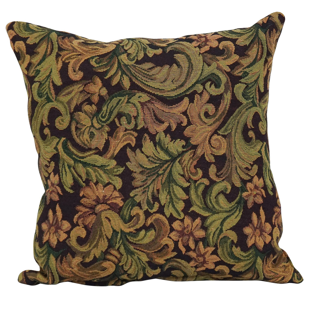 Blazing Needles Square Tapestry Throw Pillow, 17", Brown Damask